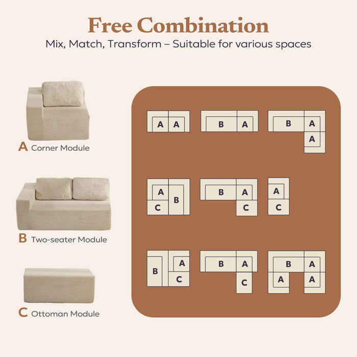 106 Inch Cloud Sectional Sofa Beige ContemporarySofa