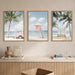 Large Beach Seascape Ocean Framed Canvas Wall Art Set,Modern Coastal Surfboard Palm Tree Wall Decor,Summer Pink Van Artwork for Living Room,Bedroom,Dining Room,Office-16 X24 X3