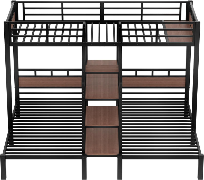 Metal Triple Bunk Bed JetBlackFinish IndustrialGrade