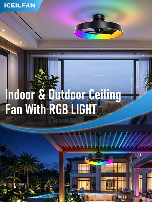 Indoor & Outdoor Ceiling Fans for Patios with Rgb Light,3-Way Installation