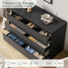 Modern Black 7 Drawer Dresser for Bedroom, Simply Chest of Drawers, Wood Storage Dresser with Deep Drawers for Living Room Hallway Entryway, Black
