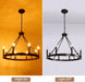 8 Light Wagon Wheel Chandelier, 23.6" Oil-Rubbed Bronze Dining Room Light Fixture with Adjustable Height, Industrial Hanging Lights for Living Room Bedroom Foyer Entryway,E12 Base
