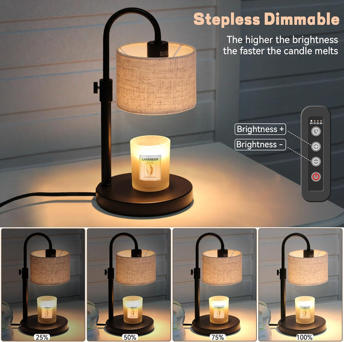 Candle Warmer Lamp with Timer, Dimmable Candle Wax Warmer Candle Lamp Warmer with 2 Bulbs, House Warming Gifts Christmas Gifts for Women Bedroom Home Decor (Linen-Upgraded)
