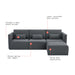 Drew Modular Sectional Sofa with Ottoman by Drew Barrymore, Charcoal