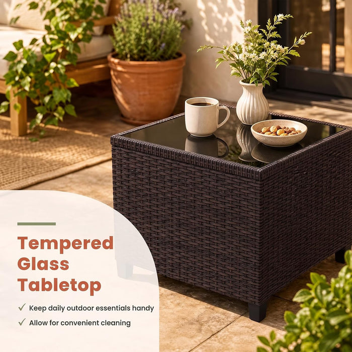3PCS Wicker Patio Furniture Set with Cushions for Balcony and Porch