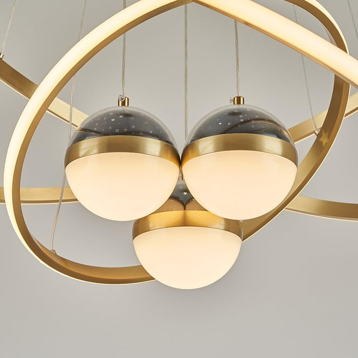 Gold Triple Light LED Ceiling Chandeliers Dimmable