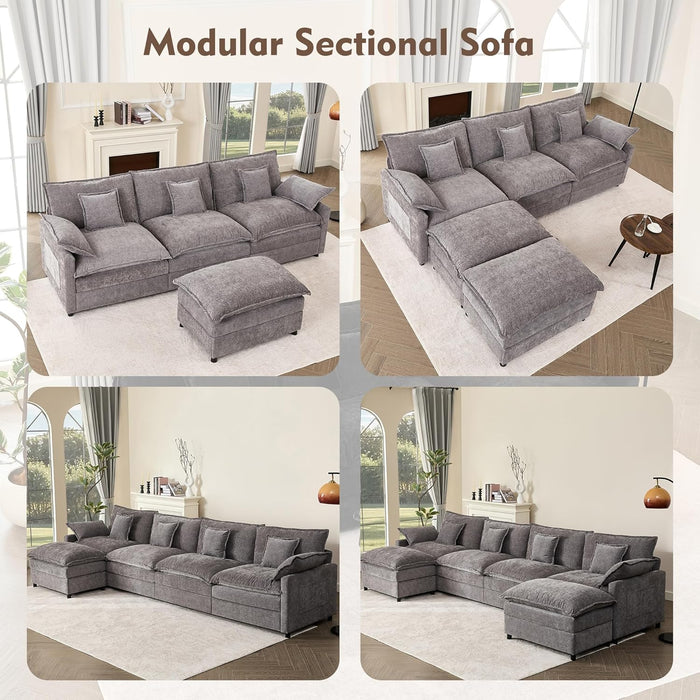 108 Inch U Shaped UltraModular Sofa SlateChenilleFabric