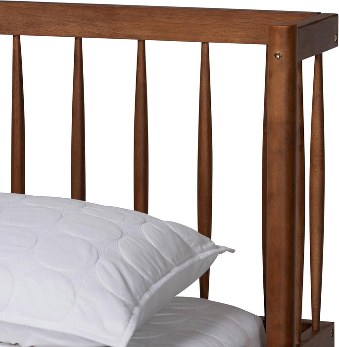 Calderon Retro-Modern Walnut Brown Finished Wood Queen Size Platform Bed