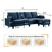 Convertible Sectional Sofa with Reversible Storage Ottoman and Side Storage Pocket,L-Shaped 4-Seat Couch for Living Room Office Apartment