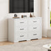 Farmhouse 6 Drawer Dresser for Bedroom, 47" W Modern Chest of Drawers with Metal Handles, Wood Dresser TV Stand, Dresser Drawer Organizer for Closet, Living Room,Hallway,White