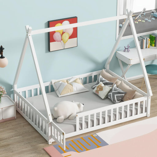 White Montessori Handcrafted SolidWood Floor Bed Door