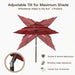 9Ft 3-Tier Patio Umbrella, Outdoor Table Umbrella with Easy Crank & Tilt, 8 Reinforced Ribs, UV Protection for Deck, Pool, Market, Backyard (Red)