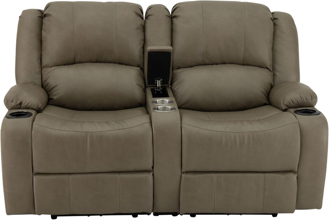 Charles 64" Powered Recliner RV Sofa with Console and Cupholders | Zero Wall Loveseat for Camper | Wall Hugger Couch with Upgraded 2023 Fabric (Putty)