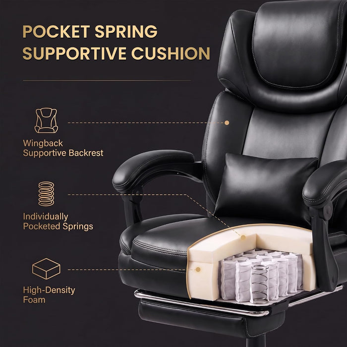 Executive Office Chair with Heat Massage, Footrest & Lumbar Support
