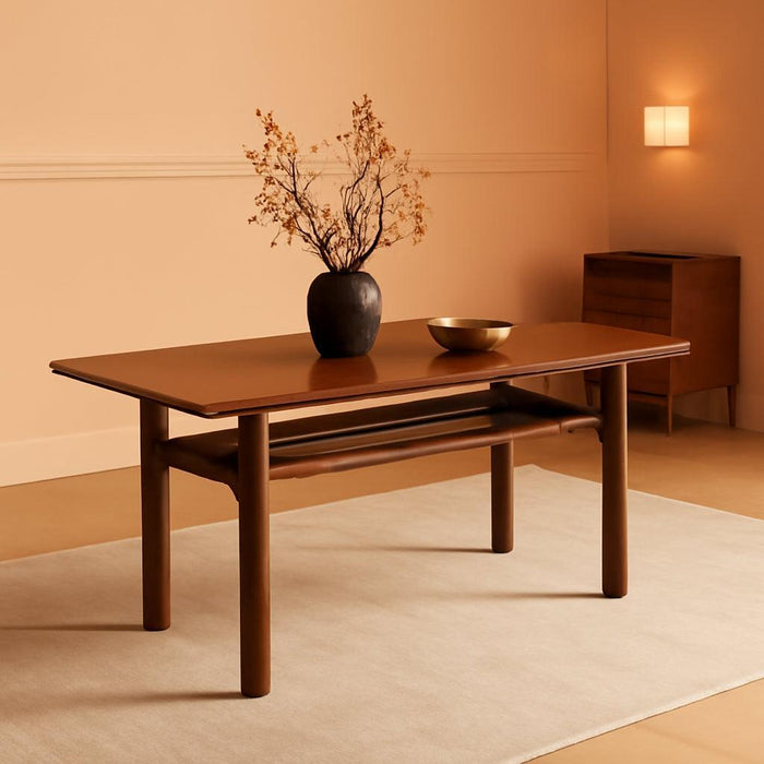 63 Inch Farmhouse Walnut Dining Table, Rustic Wood Dining Room Table for 4-6 Seats, Modern Long Wooden Rectangular Dinner Table with Heavy Duty Legs for Kitchenhome Office, Walnut