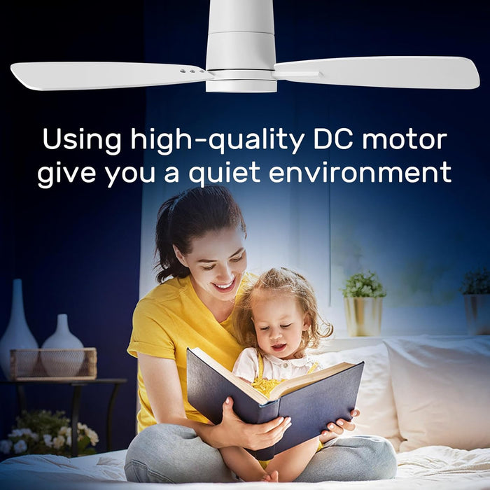 Ceiling Fan with Lights and Remote Control 42 Inch Multifunctional Quiet Fan with Three Color Temperature and High Brightness Light and Reversible Blades