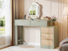 Makeup Vanity Desk with 5 Drawers, Modern Small Dressing Desk with Storage, Wood Make up Table for Bedroom, Narrow Space (Without Mirror), Mint Green