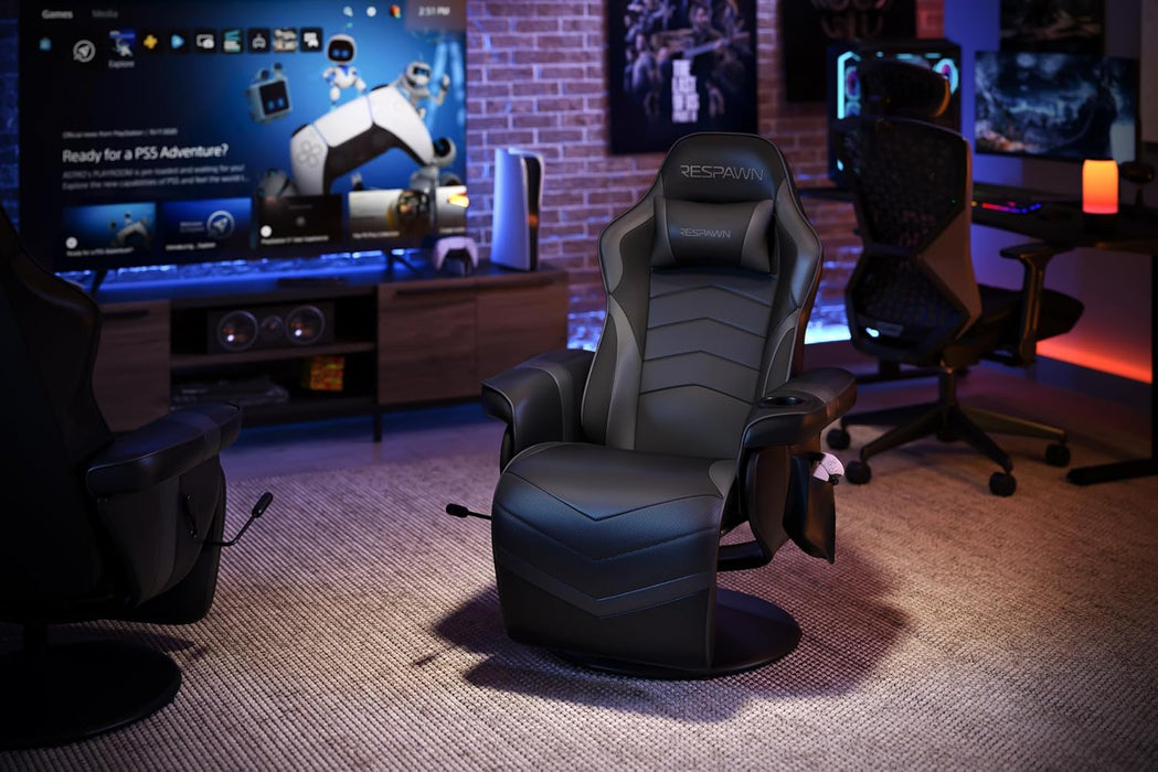 900 Gaming Recliner - Video Games Console Recliner Chair, Computer Recliner, Adjustable Leg Rest and Recline, Recliner with Cupholder, Reclining Gaming Chair with Footrest - Gray