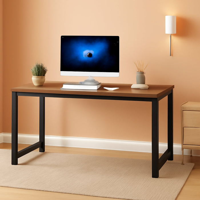 Computer Desk, 55 Inch Large Office Desk Computer Table Study Writing Desk Workstation for Home Office, Rustic Brown