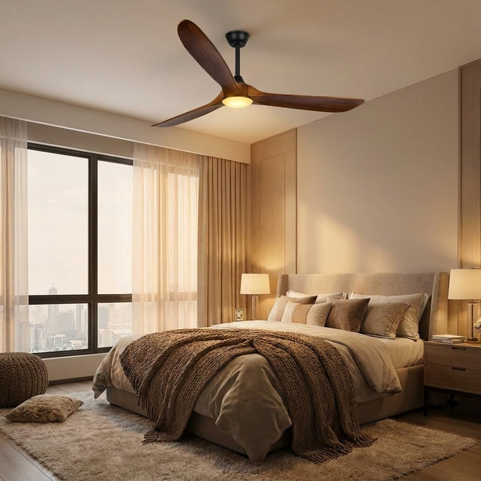 Farmhouse Outdoor Ceiling Fan With Solid Wood Blades