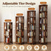 3-Tier 360° Rotating Rubber Wood Bookshelf with Wheels, Spinning Book Shelf | round Wooden Revolving Bookcase for Bedroom Small Space Home Office, Walnut