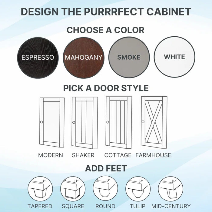 The Refined Litter Box - Wood Cat Litter Box Enclosure Cabinet with Drawer, Modern Style