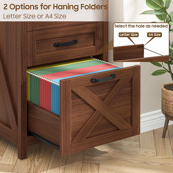 Vertical File Cabinet with 3 Drawers for Home Office, Walnut