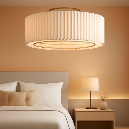 20" Low Profile Ceiling Fans with Lights, Flush Mount Boho Ceiling Fan with Light Remote Control, Bladeless Caged 6 Speeds for Bedroom, Nursery, Living Room