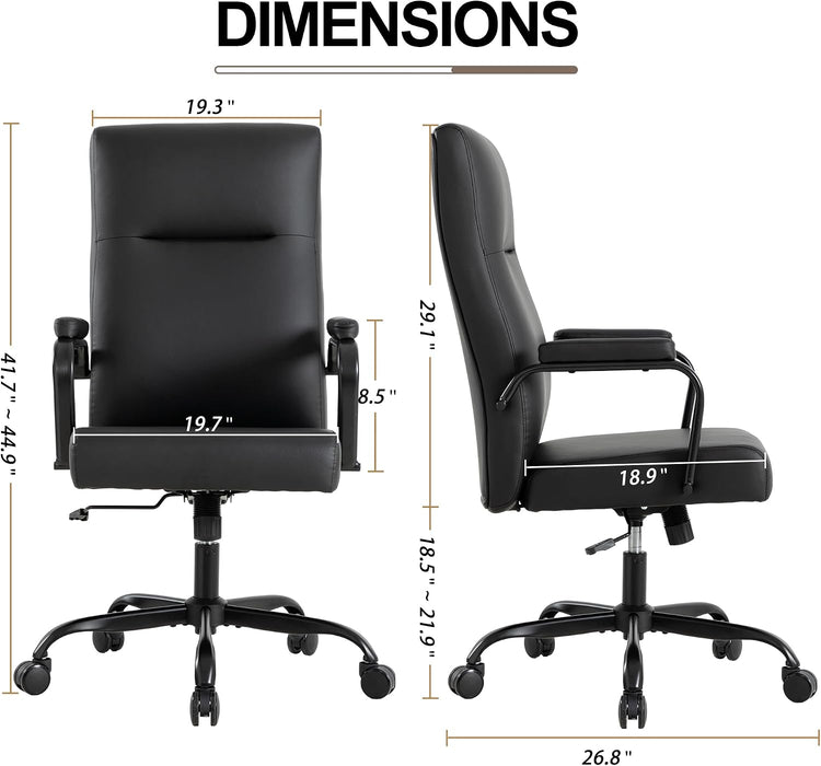 OWTHY Office Desk Chair,Leather Conference Room Chairs with Wheels,Modern High Back Executive Office Chair with Memory Foam,Ergonomic Swivel Computer Chair for Home Office,Black