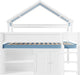 WhiteBlue Full Size Loft Bed WithIntegratedStorage