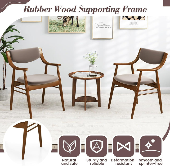 Wooden Dining Chairs Set of 4, Velvet Upholstered Kitchen Chairs W/Padded Seat & Back, Armrests, Rubber Wood Frame, Comfy Modern Armchairs, Mid-Century Side Chairs for Home Living Room
