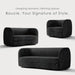 Nimiane Modern Boucle Seating with Curved Arms and Wooden Legs, Comfy Fabric Upholstered for Living Room, Bedroom, Home Office, 1-Seat + 2-Seat + 3-Seat, Black