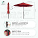 Upgrade 9FT LED Lighted Patio Umbrella, Solar Outdoor Umbrella, Tilt Table Umbrella for Pool, Deck & Yard (Red)