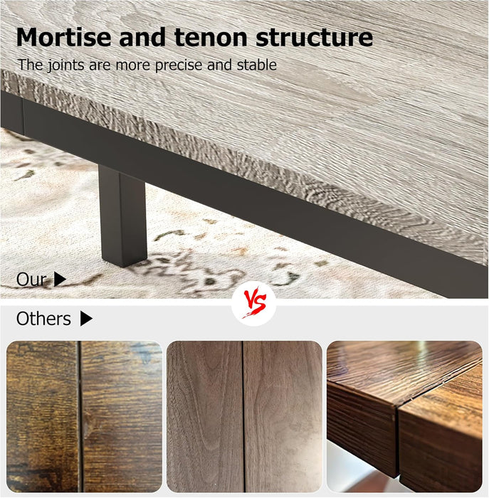 79 Inches Industrial Dining Table Greywashed Finish
