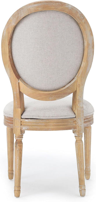 Phinnaeus Polyester Beige Fabric Dining Chair (Set of 2), 2-Pcs Set