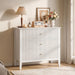 White Fluted 3 Drawer Dresser, 32 Inch Wide Dresser Nightstand for Bedroom, Modern Wood Chest of Drawers, Large Painted Nightstand with 3 Drawers for Closet, Hallway, Entryway