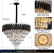 AXILIXI Crystal Chandelier Contemporary, 24" Modern Living Room Chandeliers, K9 Crystal Ceiling Lights Fixtures, round 5 Tiers Pendant Lighting Chandelier Black for Entryway Dining Room Staircase