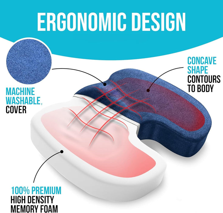 Seat Cushion and Lumbar Support for Office Chair, Desk Chair Cushion, Memory Foam Office Chair Cushion, Non Slip Sitting and Back Pillow for Gaming, Car Seat Cushion, Chair Pad, XL