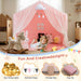 Large Kids Play Tent, 55.1In Length, Fits 3-4 Children,Indoor Playhouse for Kids, with Padded Mat and Lights, Bed Tent for Toddler, Birthday for Boys Girls