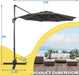 10Ft Cantilever Patio Umbrella, 360° Rotation & Integrated Tilting System Offset Umbrella with 8 Sturdy Ribs, Fade-Resistant & Waterproof for Garden Backyard Poolside Deck