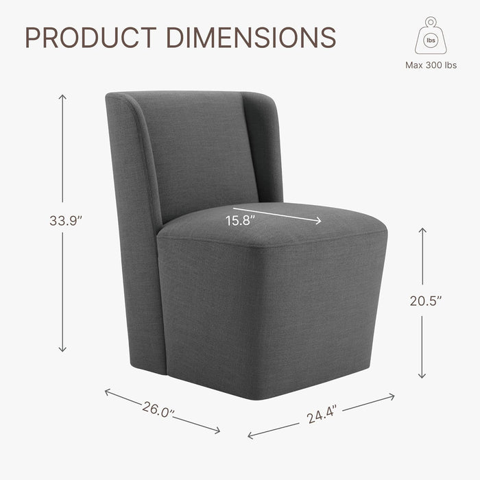 Dining Chairs with Casters No Assembly Upholstered Wingback Single Sofa Armless Deskchair for Bedroom Waiting Room Kitchen Diningroom