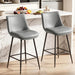 Counter Height Bar Stools Set of 3, FSC Certified Upholstered Faux Leather Barstools with Back, Metal Base, 27" Seat Height, Modern Upholstered Counter Stools for Kitchen Island,(Gray)
