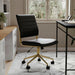 Ivy Armless Swivel Task Chair for Home Office in Black Faux Leather with Polished Brass Frame
