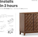 Fluted Sideboard Buffet Cabinet with Storage, 59" Wood Buffet Table with 4 3D-Checkerboard Doors & Adjustable Shelves, Kitchen Dining Room Coffee Bar Cabinet, Mid Century Modern Style, Walnut