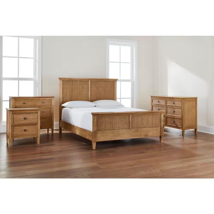 Marsden Patina Wood Finish Wooden Cane Queen Bed (65 In. W X 54 In. H)