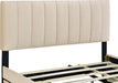 Queen Bed Frame with Trundle Bed,Velvet Upholstered Platform Bed Frame with Storage Drawers,Queen Size Trundle Bed with Headboard for Kids Teens Adults,Beige