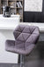 Breni Velvet Diamond Tufted Swivel Adjustable Height Barstools, Set of 2, Gray
