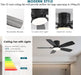 Ceiling Fans with Lights, 42 Inch Low Profile Ceiling Fan with Light and Remote Control, Flush Mount, Reversible Motor, Dimmable, Noiseless, Black Ceiling Fan for Bedroom, Indoor/Outdoor Use
