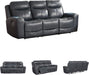 Mighty Moves Contemporary Power Leather Match Reclining Sofa with Position Lock, Adjustable Headrest and USB Charging Ports, Blue