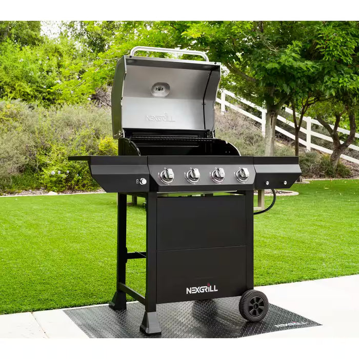 4-Burner Propane Gas Grill in Black with Stainless Steel Main Lid